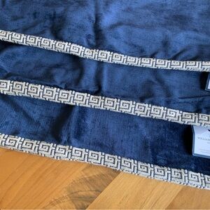Williams Sonoma Navy Velvet Pillow Covers NWT Greek Key on Seams 22 x 22